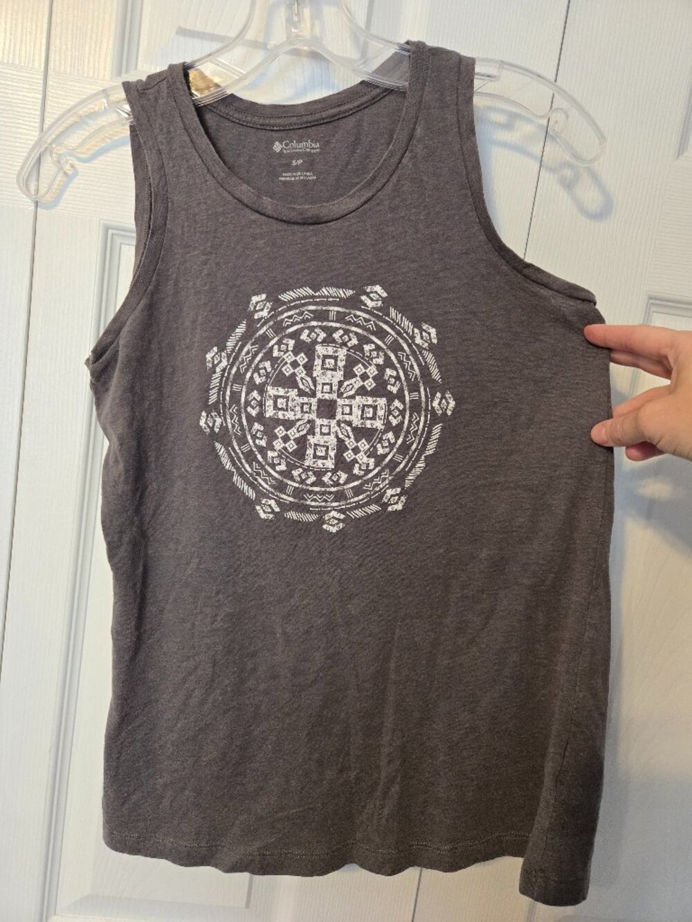 Columbia Grey and White Tank top, Size S.